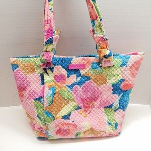 Vera Bradley Superbloom Zippered Shoulder Bag Purse Knotted Double Handle